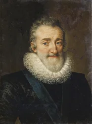 Porträtt av Henri IV (1553-1610) roi de France - kung Henrik IV av Frankrike par Pourbus, Frans, den yngre (1569-1622)