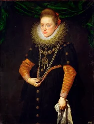 ""Porträtt av drottningen av Polen Constance av Österrike (1588-1631)"" (Porträtt av Constance av Österrike (1588-1631), drottning av Polen) Målning av Frans Pourbus den yngre (1569-1622), ca 1603 - Olja på duk Storlek 114x87 cm Ambras slott, Innsbruck