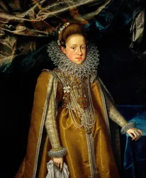 Porträtt av ärkehertiginnan Maria Maddalena av Österrike 1587-1631, storhertiginnan av Toscana, ca 1604