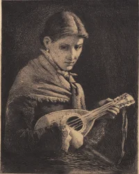 Ung flicka med mandolin