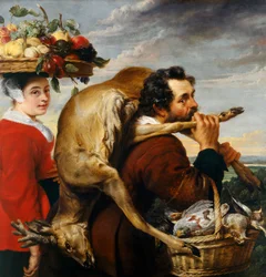 Figurer med frukt och vilt (olja på duk)