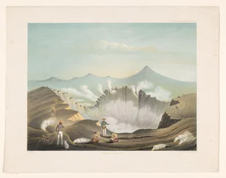 Vulkanen Guntur på västra Java Gunong Guntur (titel på objekt) Atlas to work Java (serietitel på objekt) Atlas av plattor innehållande elva pittoreska vyer, tillhörande verket Java, dess utseende, dess vegetation och inre struktur (serie t