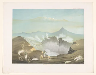 Vulkanen Guntur i västra Java Gunong Guntur (titel på objekt) Atlas to work Java (serietitel på objekt) Atlas av plattor innehållande elva pittoreska vyer, tillhörande verket Java, dess form, dess vegetation och inredning (serie t