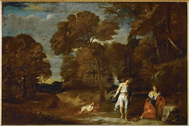 Landskap med Hagar och ängeln, ca 1640 (målning på duk)