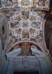 Fresker med välvt tak i en hall, Lateranpalatset, Italien, Lazio-regionen, Rom (foto)