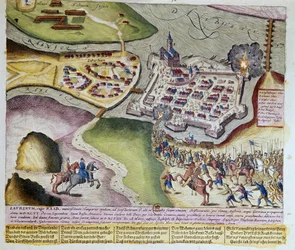 Adolf Schwarzenbergs intagande av Raab den 28 mars 1598. 1653 Tryck av Franz Hogenberg (1535-1590) Cabinet des Estampes, B.N, Paris.
