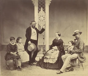 [Gruppporträtt av sex personer], 1850-60-tal.