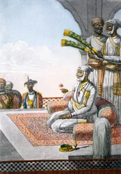 En rajah med följe, ur "Les Hindous ou la Description de leurs Moeurs, Coutumes et Cérémonies", utgiven 1808-12