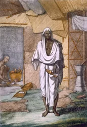 En skomakare, från "Hinduerna eller beskrivningen av deras seder, seder och ceremonier", pub. 1808-12 (färgad etsning)