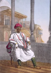 Jordägare, högklassig hindu, från "The Hindus, or the Description of their Manners, Costumes and Ceremonies", ca 1808-12 (färgad etsning).