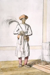 Whisk bärare, från "The Hindus, or the Description of their Manners, Costumes and Ceremonies", ca 1808-12 (färgad etsning)
