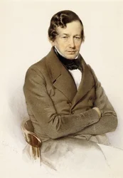 Porträtt av Anton Diabelli, sittande halvlängd, 1842