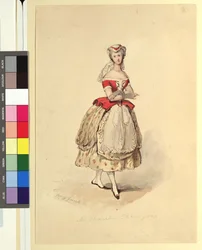 Ida Schuselka-Brüning som bondflicka i "Maria, regementets dotter"