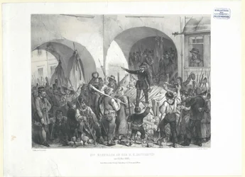 Barrikaden vid K. K. universitetet den 26. Maj 1848 (litografi)