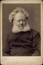 Henrik Ibsen, norsk dramatiker och poet, sent 1800- eller tidigt 1900-tal.