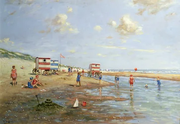 Strandscen (olja på duk)