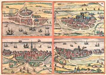 Helsingborg, Lunden, Malmo and Landskrona (Sweden) (engraving