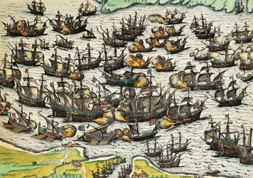 Oövervinnlig armada, gravyr av Franz Hogenberg (1535-1590), Spanien