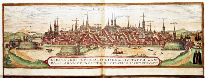 Karta över Lübeck (gravyr