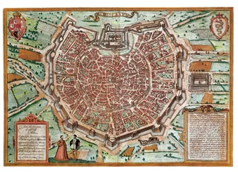 Karta över Milano (gravyr