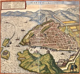 Plan av Marseille, Fance (etsning