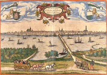 Utsikt över Kampen (Campensis), Nederländerna (etsning