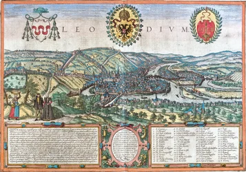 Vy över Liege (Leodium), Belgien (etsning