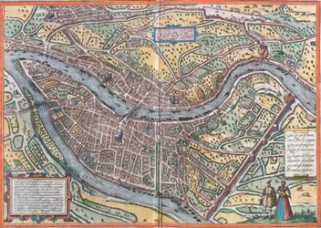 Utsikt över Lyon (Lugdunum), Frankrike (etsning