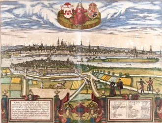Vy över Maastricht (Trajectum ad Mosam), Nederländerna (etsning
