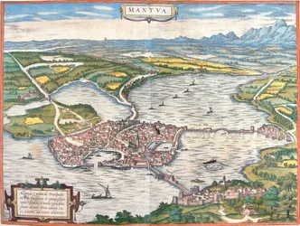 Vy över Mantua (Mantua), Italien (etsning