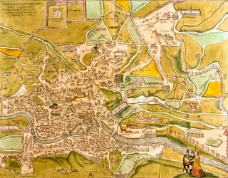 Utsikt över Rom (Romae), Italien (etsning