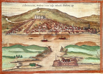Vy över Sibenik (gravyr