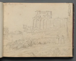 Album med utsikt över Rom och omgivningar, landskapsstudier, sida 07a: "Villa Barberini i Rom"