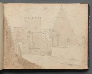 Album med utsikt över Rom och omgivningar, landskapsstudier, sida 08a: "Porta St. Paolo"