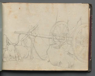 Album med utsikt över Rom och omgivningar, landskapsstudier, sidan 37a: Oxen och vagn