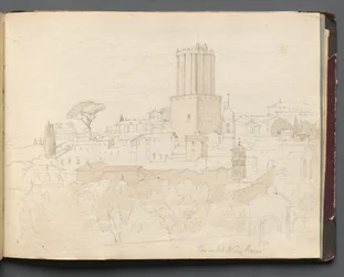 Album med utsikt över Rom och omgivningar, Landskapsstudier, sida 47a: Torre del Nero, Rom.