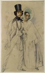 Makaran Paul och Amalie Taglioni (Studie till målningen ”Parad för första fotgardesregementet”, 1839)