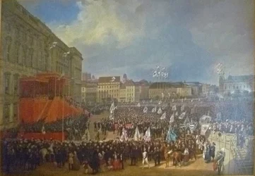 Hyllning till Friedrich Wilhelm IV framför Berlins stadspalats