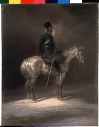 Kosack till häst. Kosack till häst. Teckning av Franz Kruger (1797-1857)