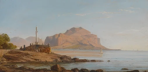 Palermobukten med utsikt över Monte Pellegrino. 1846