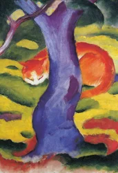 Katt bakom träd, 50x70 cm