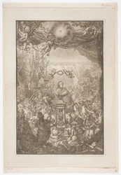 Titelblad med byst av Frederik V. för verket Auserlesene Schenecken, Muscheln.