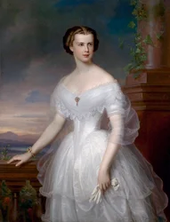 Porträtt av Elisabeth av Wittelsbach (1837-1898) (Sissi eller Sisi), kejsarinna av Österrike (1854-1898) och drottning av Ungern (1867-1898). Målning av Franz Schrotzberg (1811-1889), ca 1853. Privat samling.