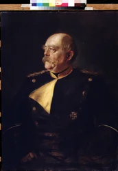 Porträtt av kansler Otto von Bismarck (1815-1898) i uniform. Målning av Franz von Lenbach (1836-1904). Pushkin Museum of Fine Arts, Moskva.