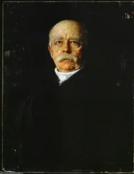 Prins Otto von Bismarck, preussisk statsman som bidrog till skapandet av det tyska riket ... (målning på duk)
