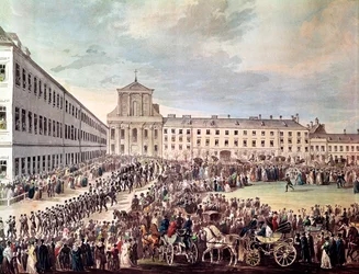 Ludwig van Beethovens (1770-1827) begravning i Wien, 29 mars 1827 (detalj)