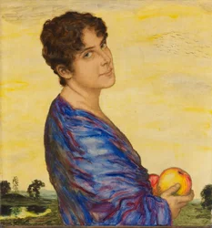 Porträtt av konstnärens fru, ca. 1914.