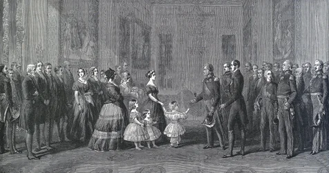 Englands drottning Victoria (1819-1901) tar emot Ludvig Filip I (Louis Philippe d