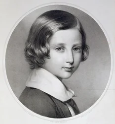 Albert, Prince of Wales (1841-1910), original graverad av Thomas Fairland, publicerad av M. und N. Hanhart, 1852 (litografi)