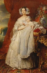 Helene-Louise de Mecklembourg-Schwerin, hertiginna av Orleans (1814-58) med sin son greve av Paris (1838-94) 1839 (olja på duk)